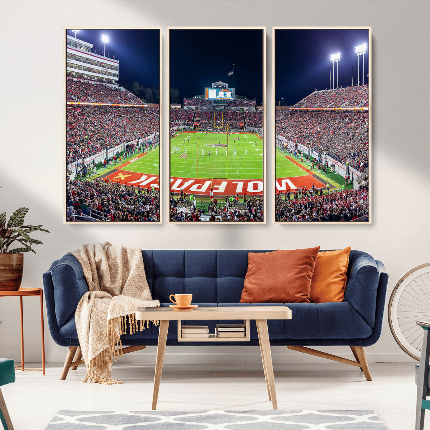 MGV-FC-48X32-3P - Wolfpack Football Team Print - Raleigh Carter-Finley Stadium Wall Art Canvas Print