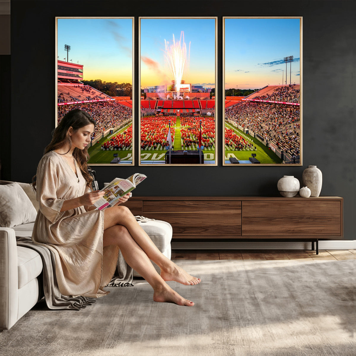 18017-MGV-CV-36X24 - North Carolina State University Canvas Print, Wolfpack Football Team Print