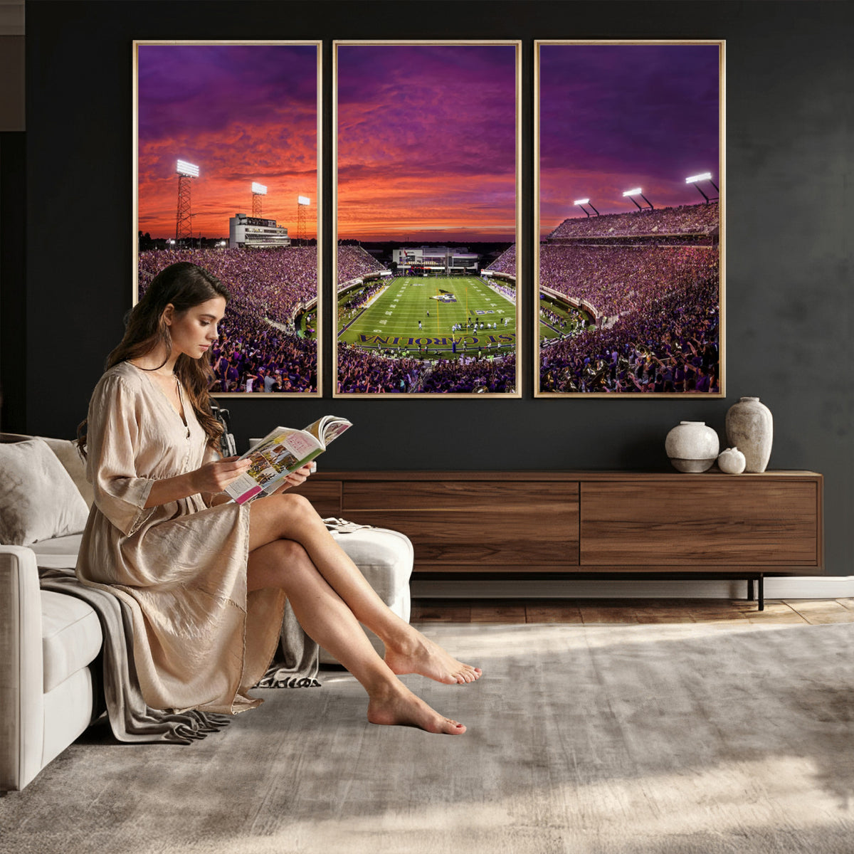 88575-MGV-CV-36X24 - East Carolina University Pirates Football Print Canvas- Greenville Dowdy-Ficklen Stadium Wall Art