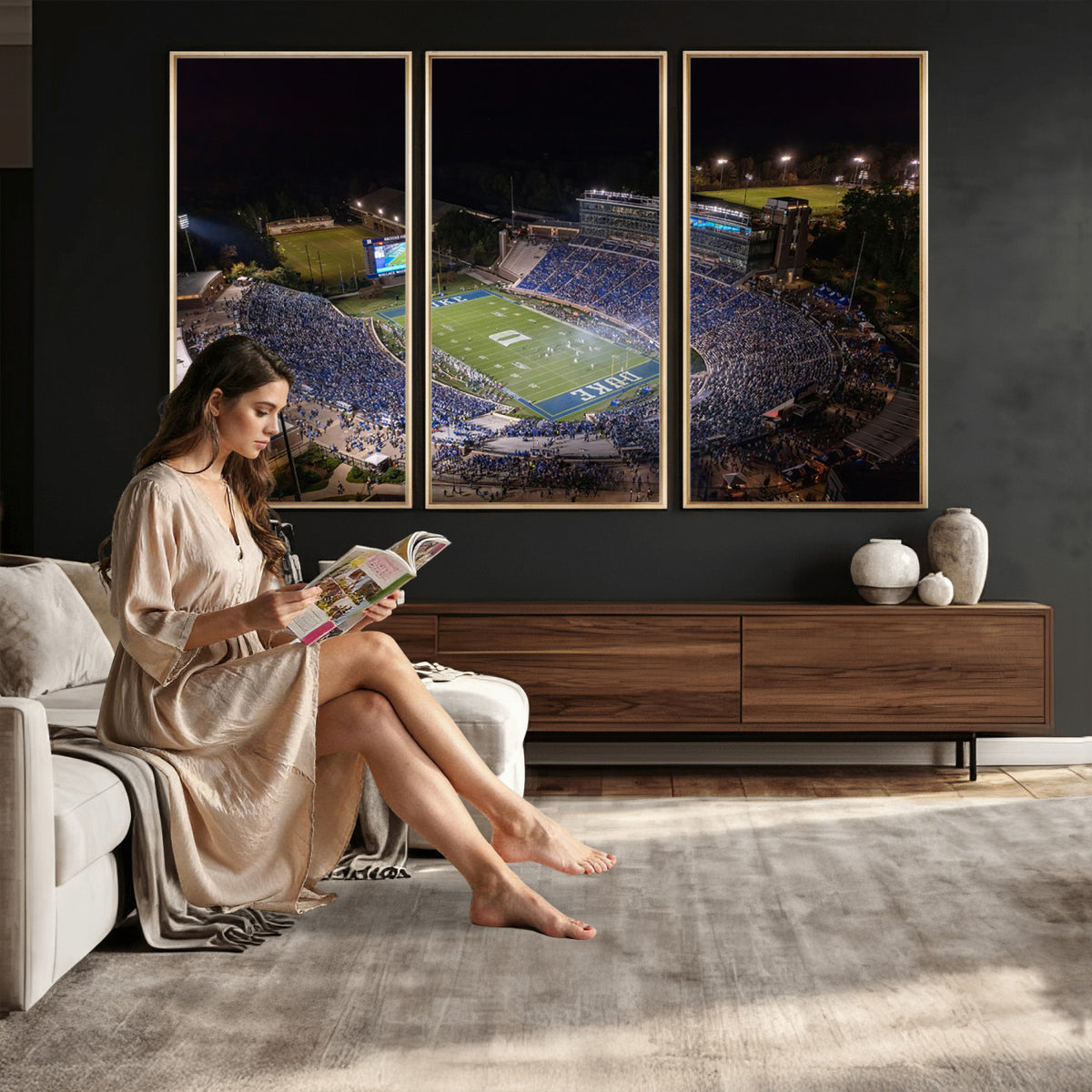 42347-MGV-CV-36X24 - Duke University Blue Devils Football Print Canvas - Durham Wallace Wade Stadium Wall Art Canvas