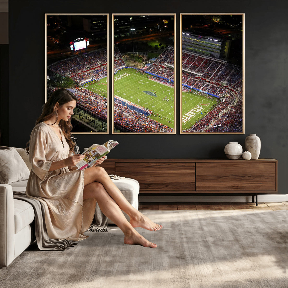 12682-MGV-CV-36X24 - Florida Atlantic University Owls Canvas Print, Football Team Print - Boca Raton FAU Stadium Wall Art