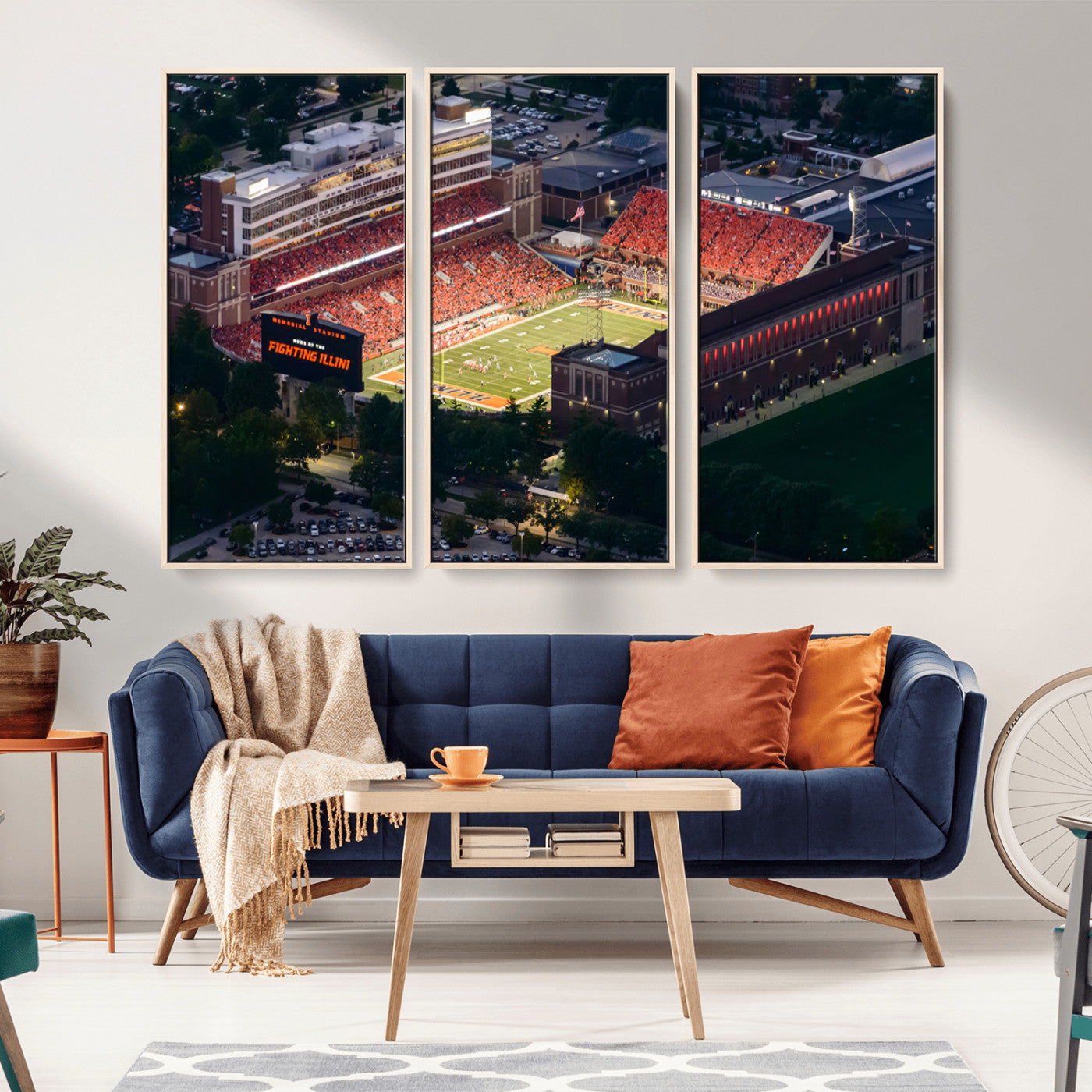 MGV-FC-48X32-3P - University of Illinois Fighting Illini Football Team Print - Champaign Illinois Memorial Stadium