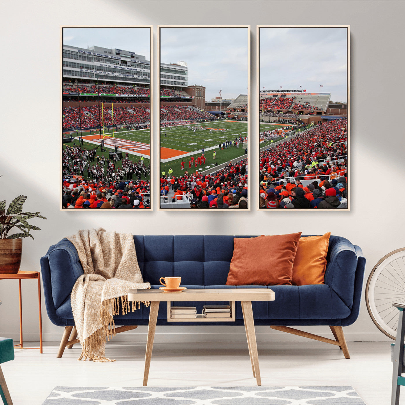 MGV-FC-48X32-3P - University of Illinois Fighting Illini Football Team Print - Champaign Illinois Memorial Stadium