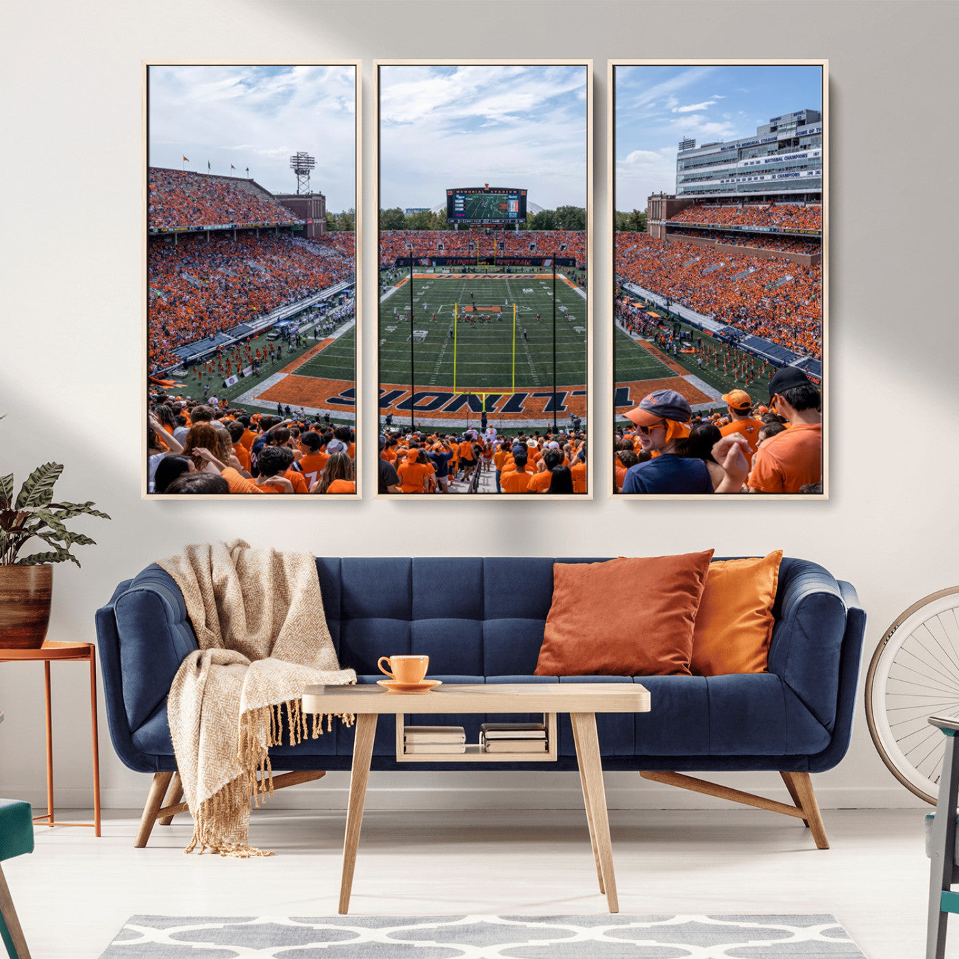MGV-FC-48X32-3P - University of Illinois Fighting Illini Football Team Print Canvas - Champaign Illinois Memorial