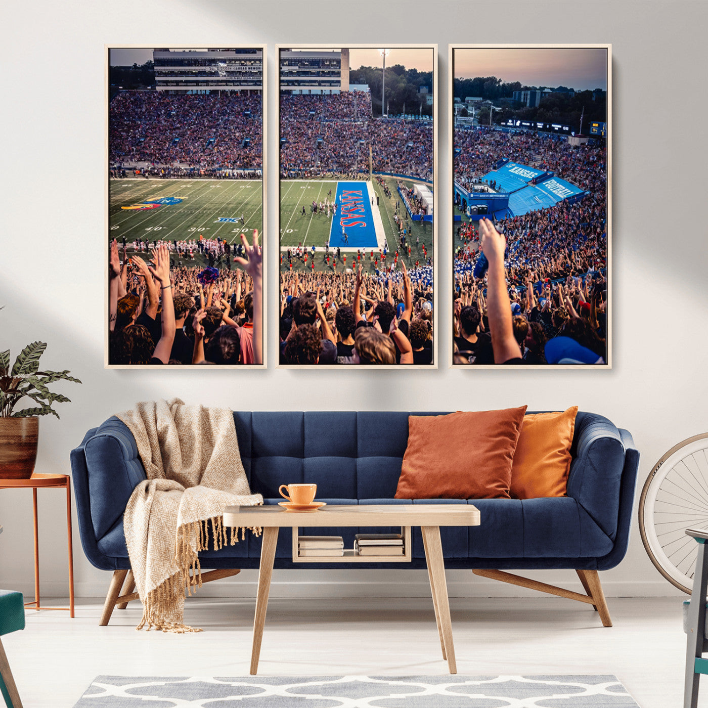 MGV-FC-48X32-3P - University of Kansas Jayhawks Football Team Art Print - Lawrence Kansas Memorial Stadium Wall Art