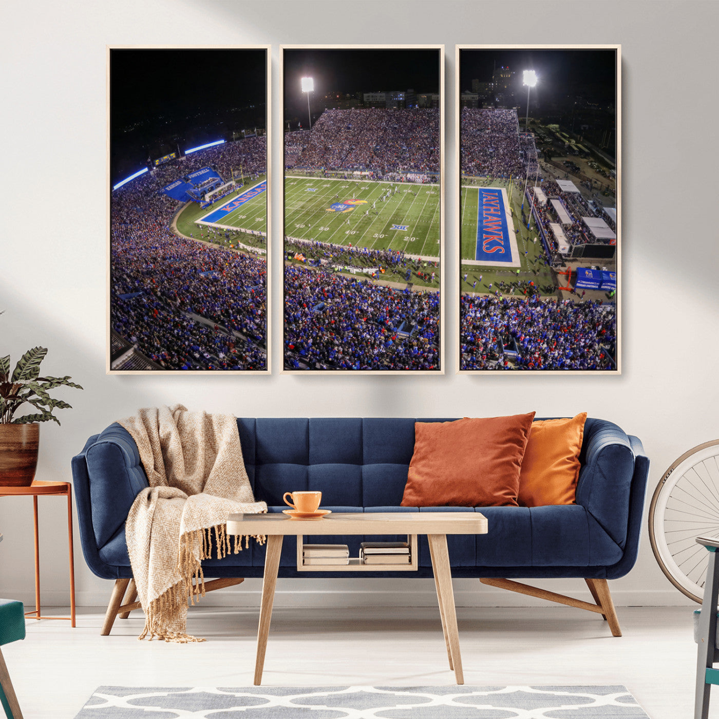 MGV-FC-48X32-3P - University of Kansas Jayhawks Football Team Print - Lawrence Kansas Memorial Stadium Wall Art Canvas
