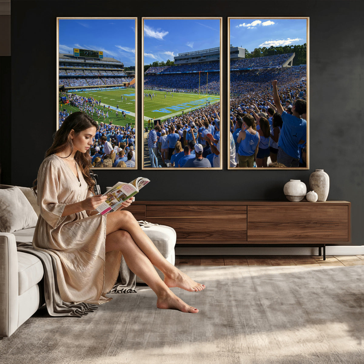 58540-MGV-CV-36X24 - University of North Carolina Tar Heels Team Canvas Print - Chapel Hill Kenan Memorial Stadium Wall
