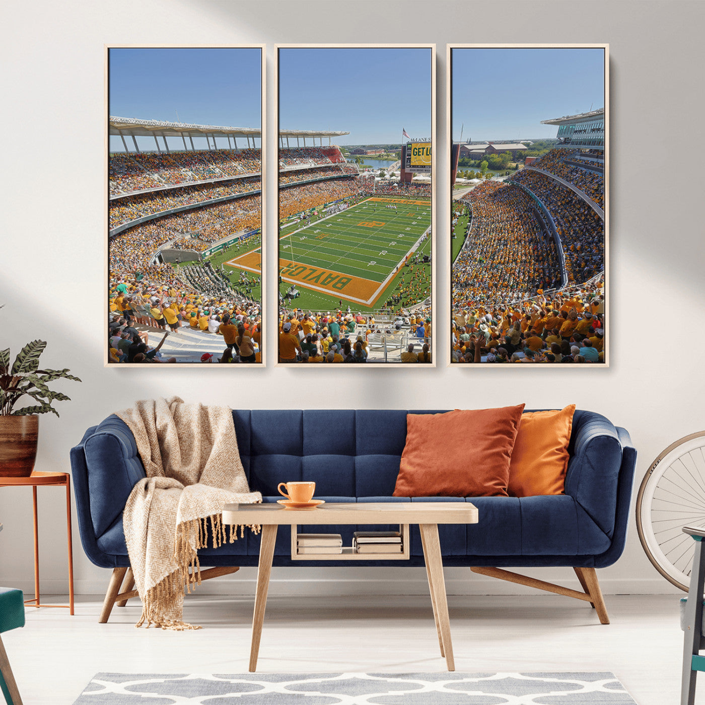 MGV-FC-48X32-3P - Baylor University Bears Football Team Print - Waco McLane Stadium Wall Art Canvas Print