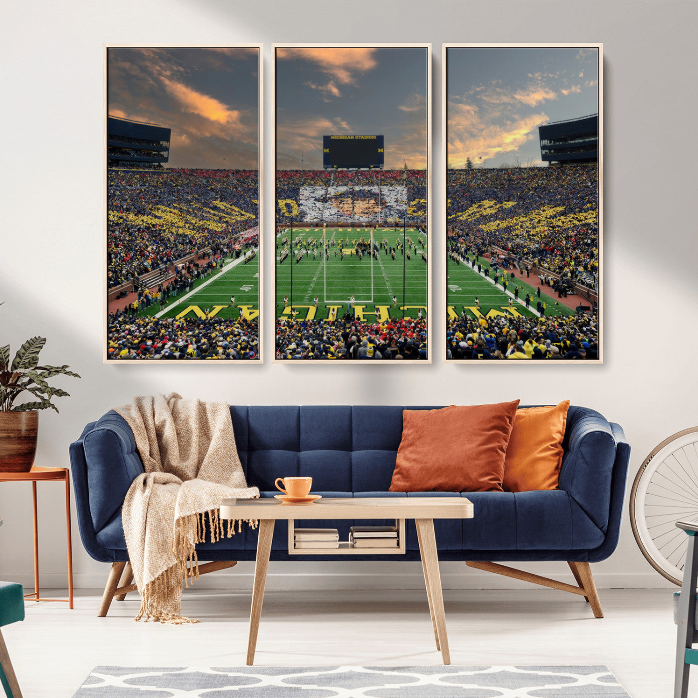 MGV-FC-48X32-3P - University of Michigan Wolverines Print Canvas, Football Team Print - Ann Arbor Michigan Stadium