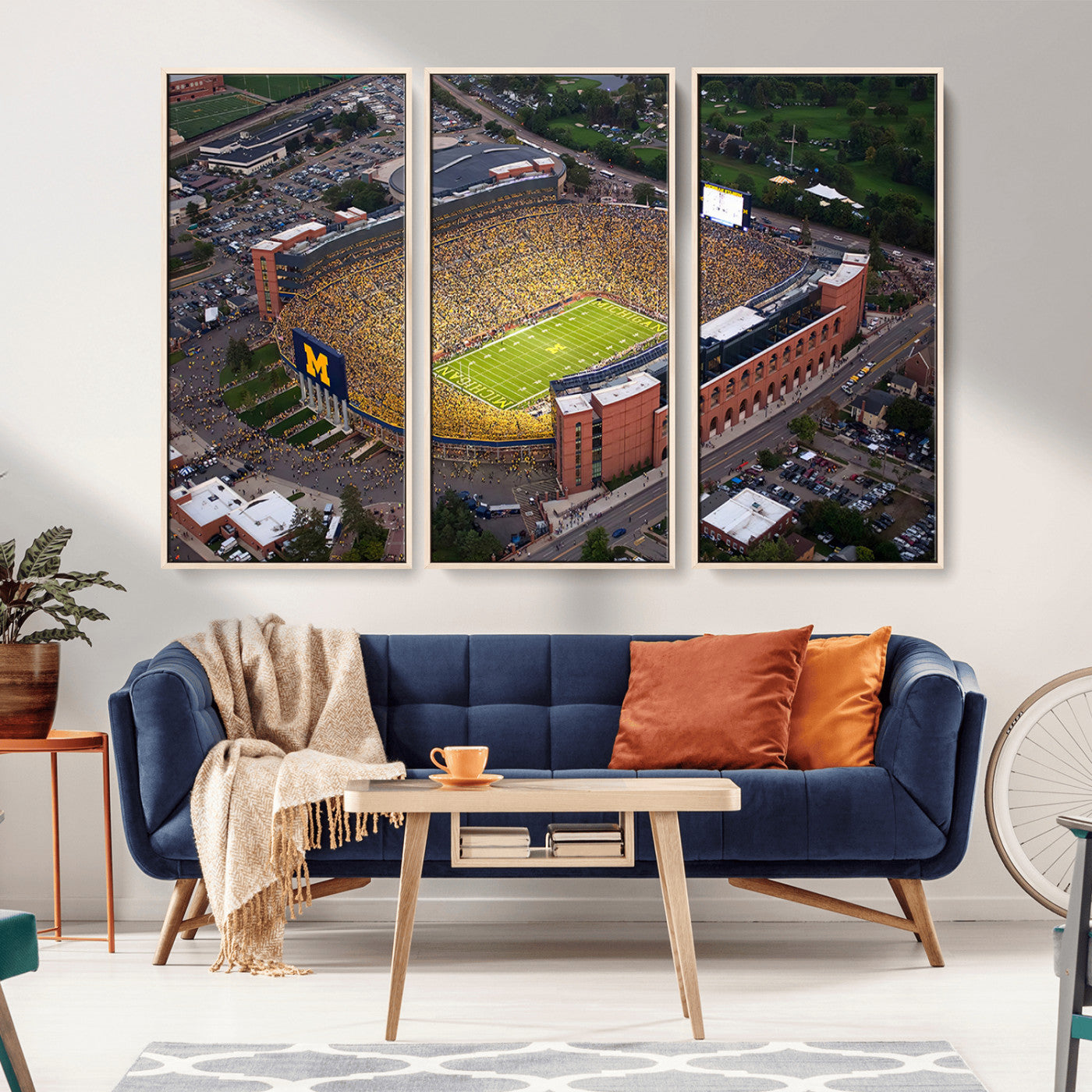 MGV-FC-48X32-3P - University of Michigan Wolverines Football Team Print - Ann Arbor Michigan Stadium Wall Art Canvas