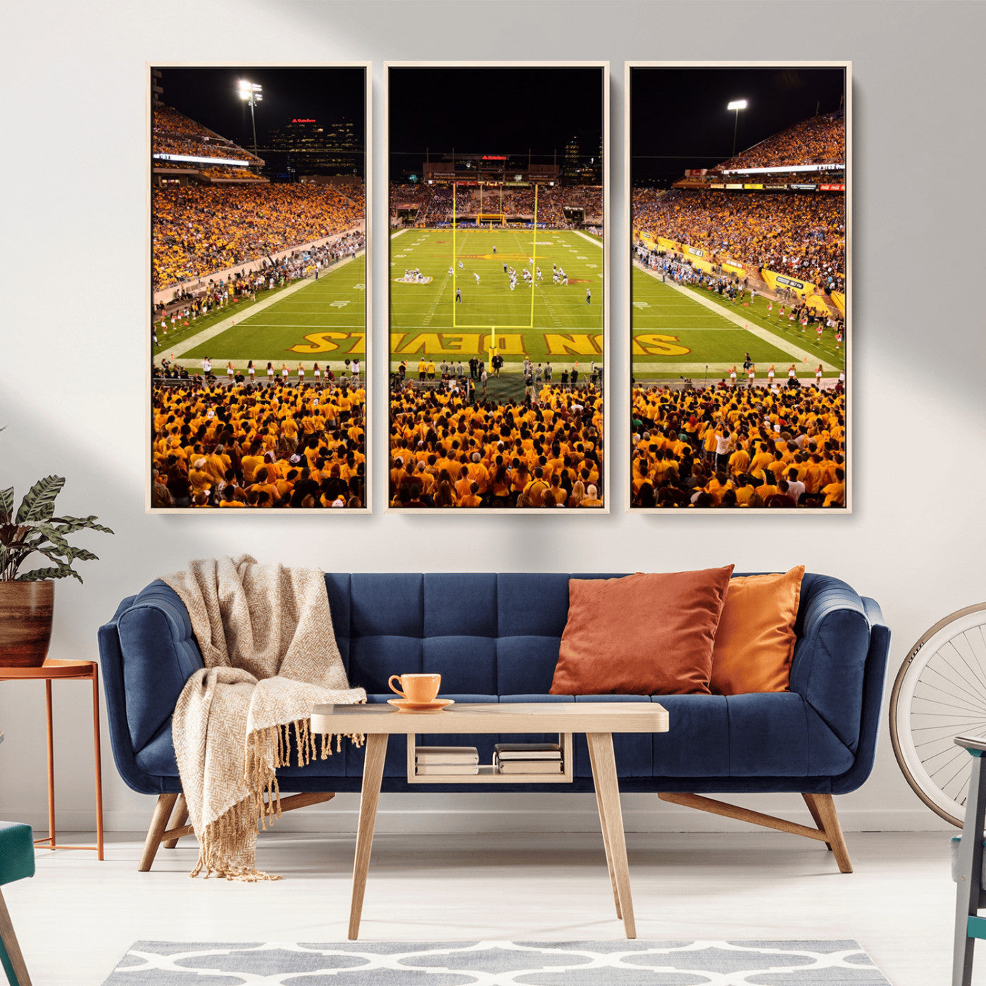 MGV-FC-48X32-3P - ASU Sun Devils Football Team Print - Phoenix Mountain America Stadium Wall Art Canvas Print
