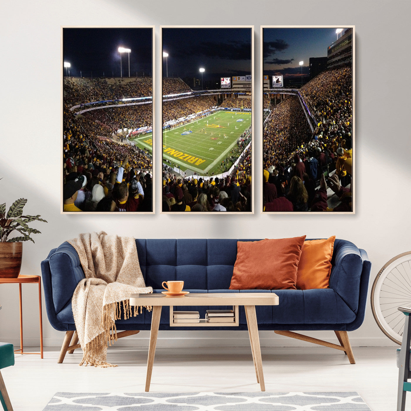 MGV-FC-48X32-3P - ASU Sun Devils Football Team Print Canvas - Phoenix Mountain America Stadium Wall Art Canvas Print
