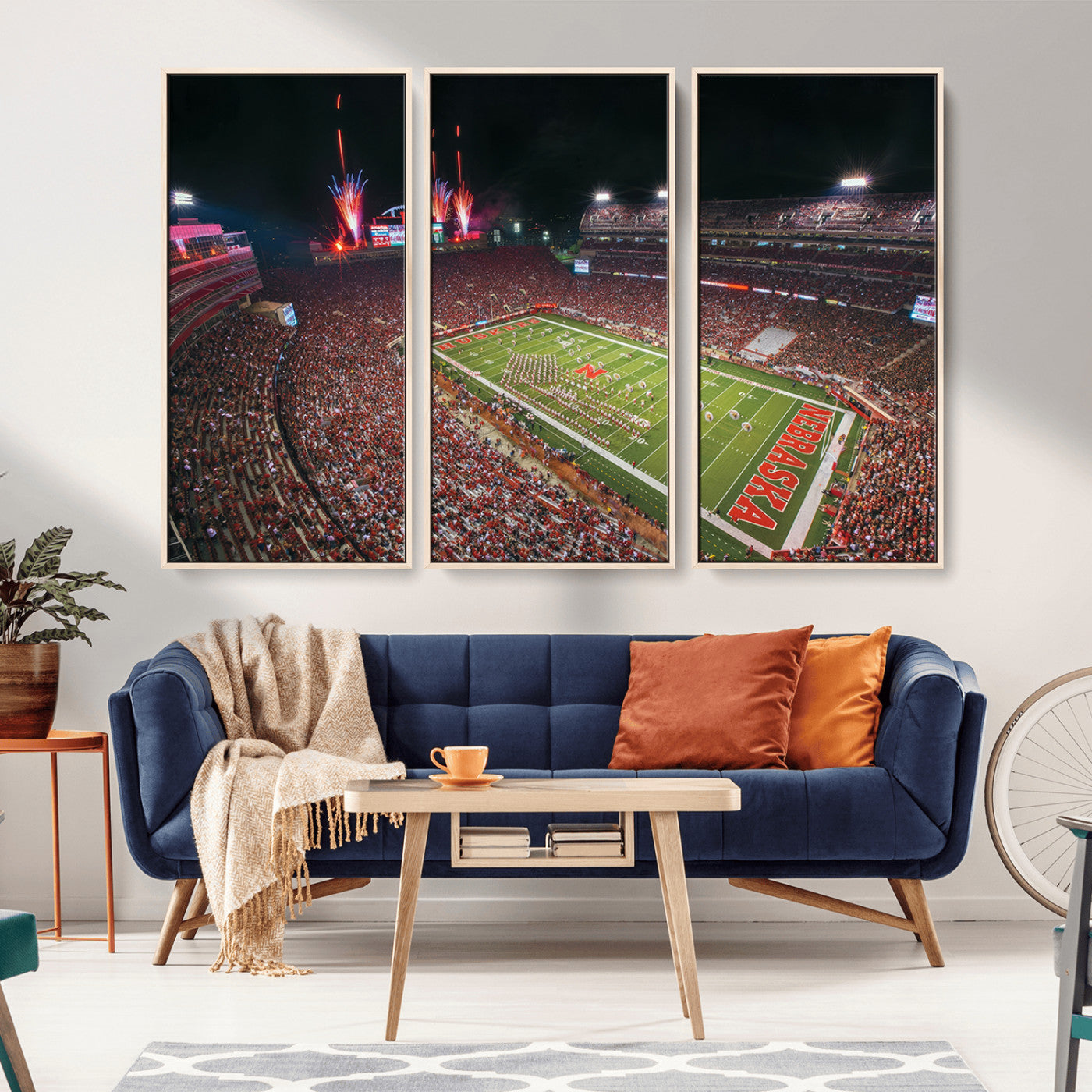 MGV-FC-48X32-3P - University of Nebraska Cornhuskers Football Team Print - Lincoln Memorial Stadium Wall Art Canvas