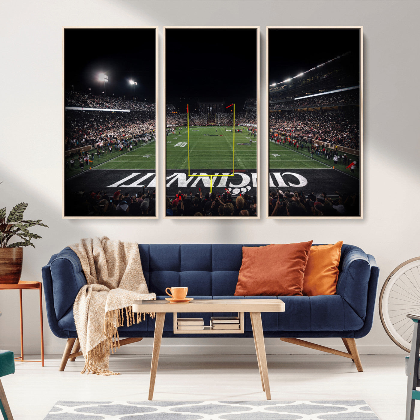 MGV-FC-48X32-3P - Cincinnati Bearcats Football Team Print - Nippert Stadium Wall Art Canvas Print