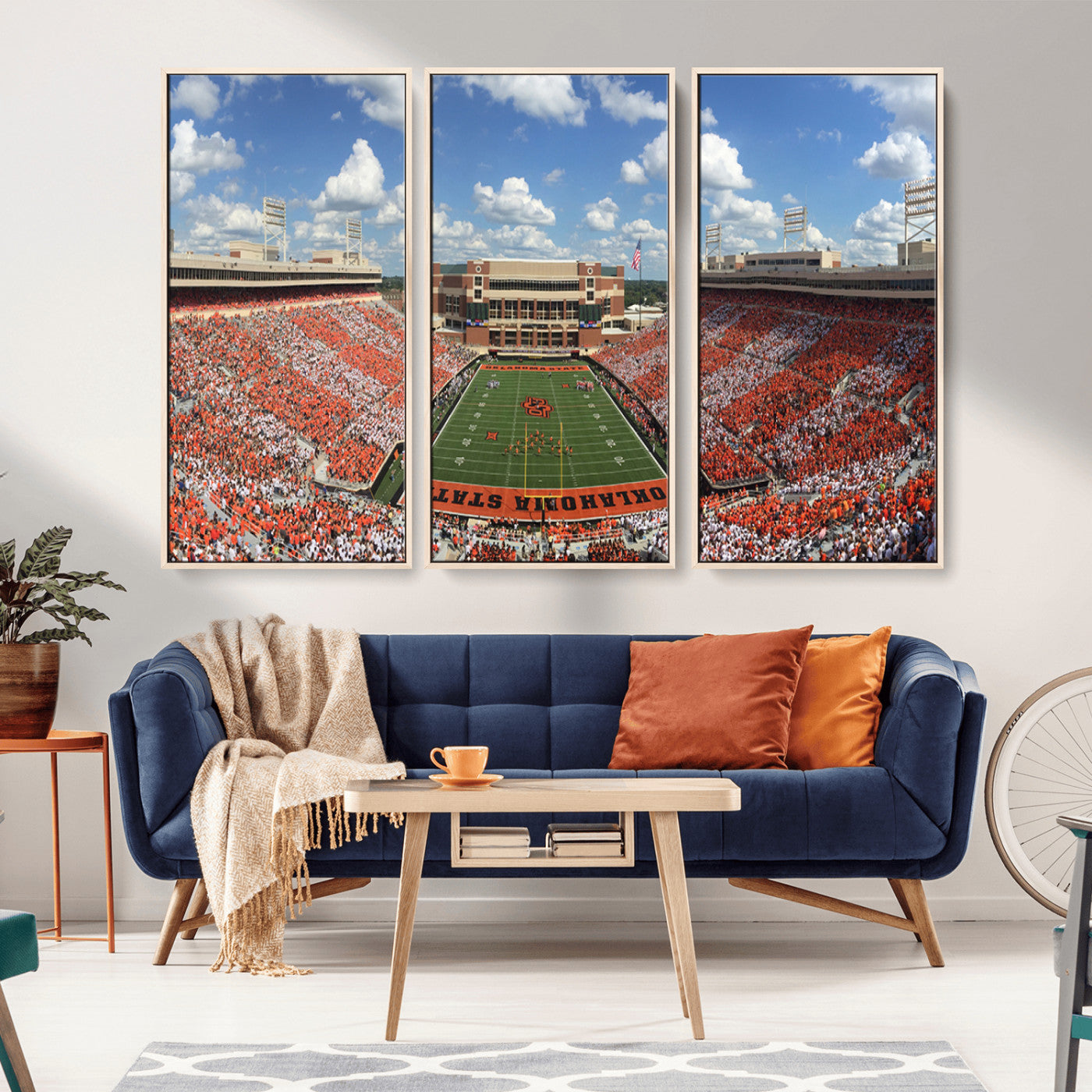 MGV-FC-48X32-3P - Oklahoma State Cowboys Football Team Print - Stillwater Boone Pickens Stadium Wall Art Canvas Print