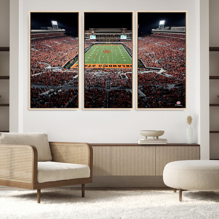 Oklahoma State Cowboys Canvas Print, Football Team Print - Stillwater Boone Pickens Stadium Wall Art Canvas Print