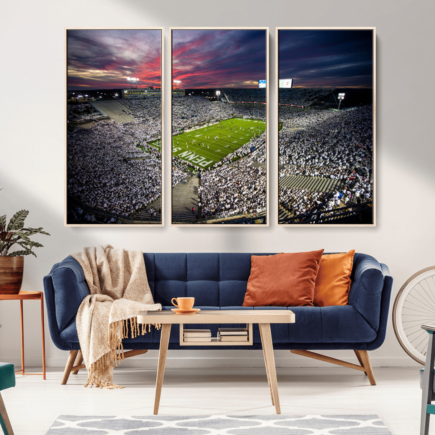 MGV-FC-48X32-3P - Penn State Nittany Lions Football Team Print - University Park Beaver Stadium Art Canvas Print