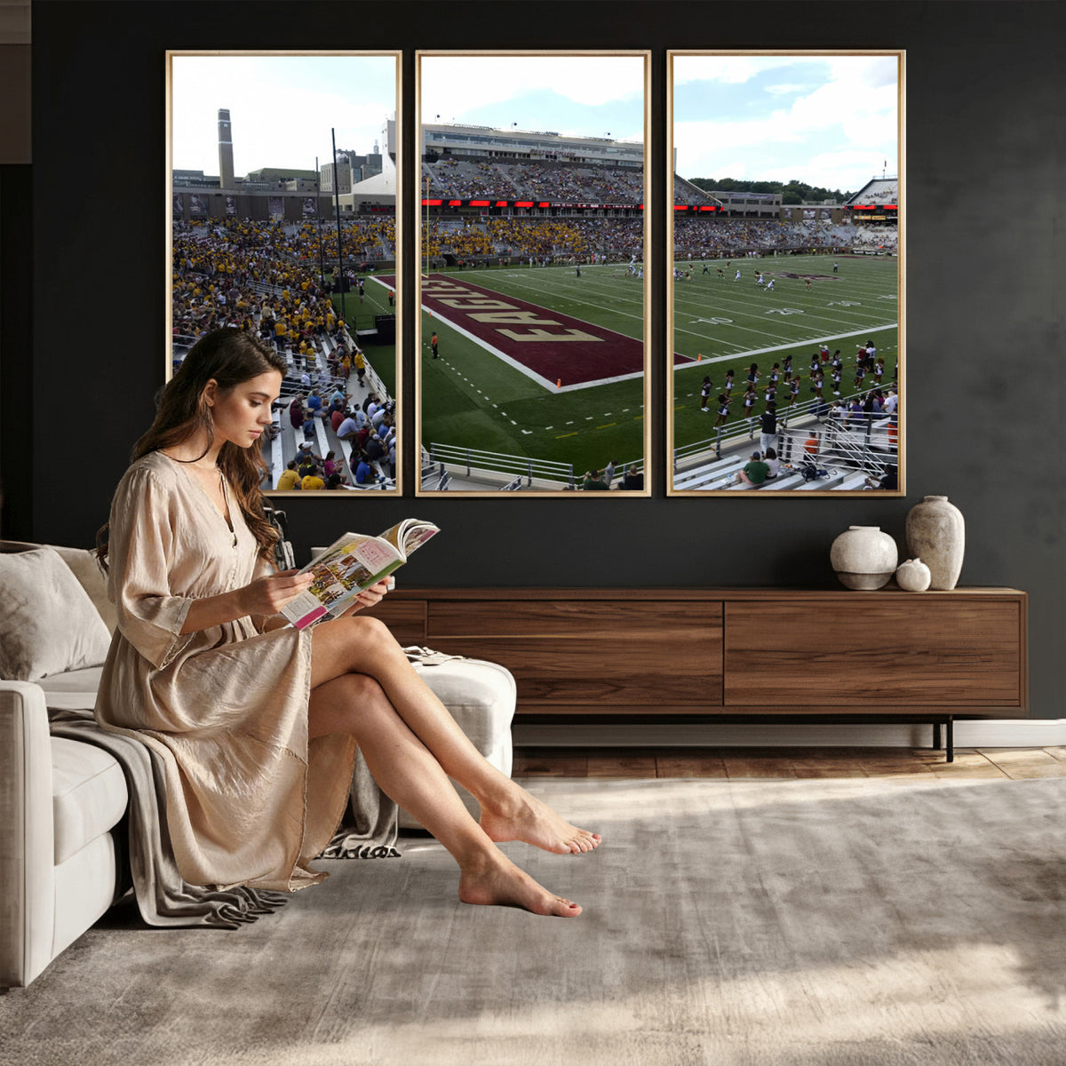 61503-MGV-CV-36X24 - Boston College Eagles Football Team Print - Boston Alumni Stadium Wall Art Canvas Print