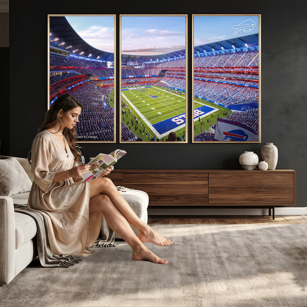 57873-MGV-CV-36X24 - Buffalo Bills Football Team Print Canvas - Buffalo Highmark Stadium Wall Art Canvas Print