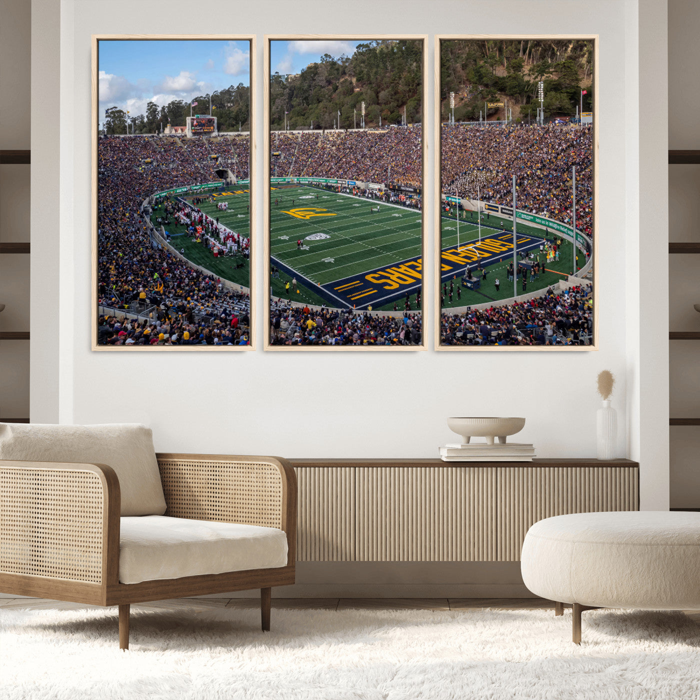 38054-MGV-FC-48X32-3P_Natural-University of California Golden Bears Football Team Print - Berkeley California Memorial Stadium Art Canvas Print