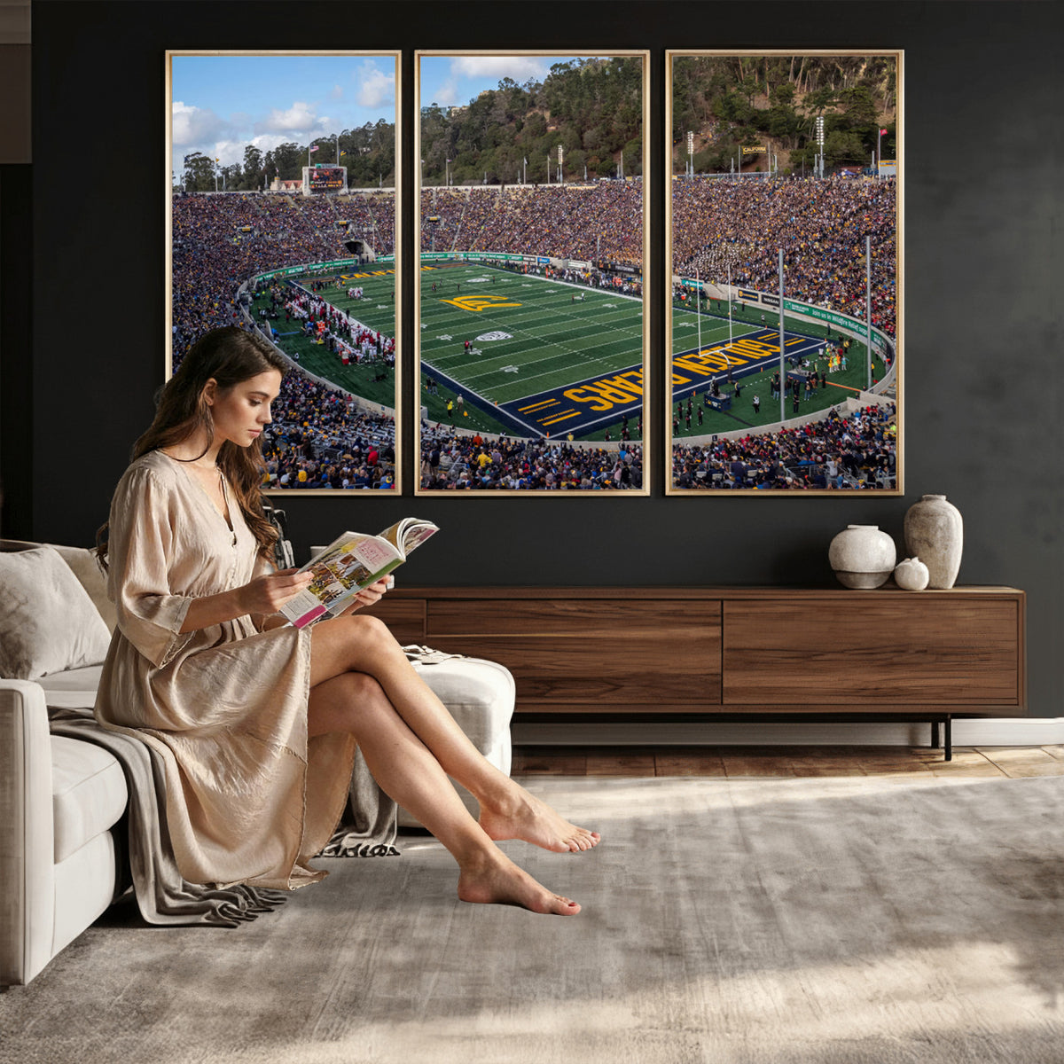 38054-MGV-CV-36X24 - University of California Golden Bears Football Team Print - Berkeley California Memorial Stadium Art