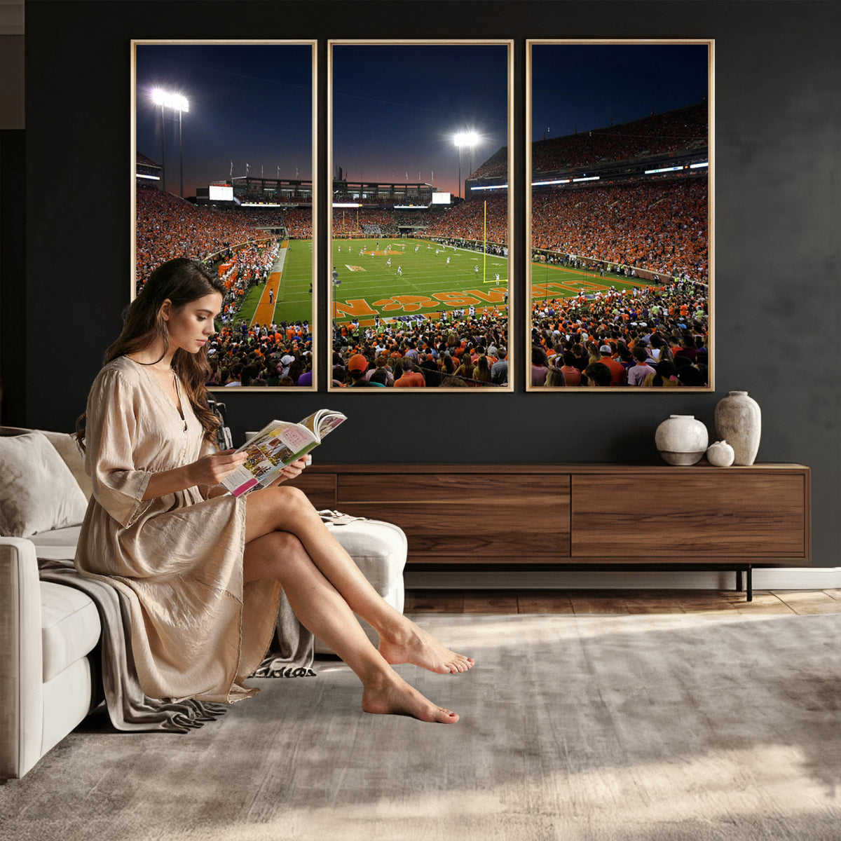 32340-MGV-CV-36X24 - Clemson University Tigers Art Print, Football Team Print