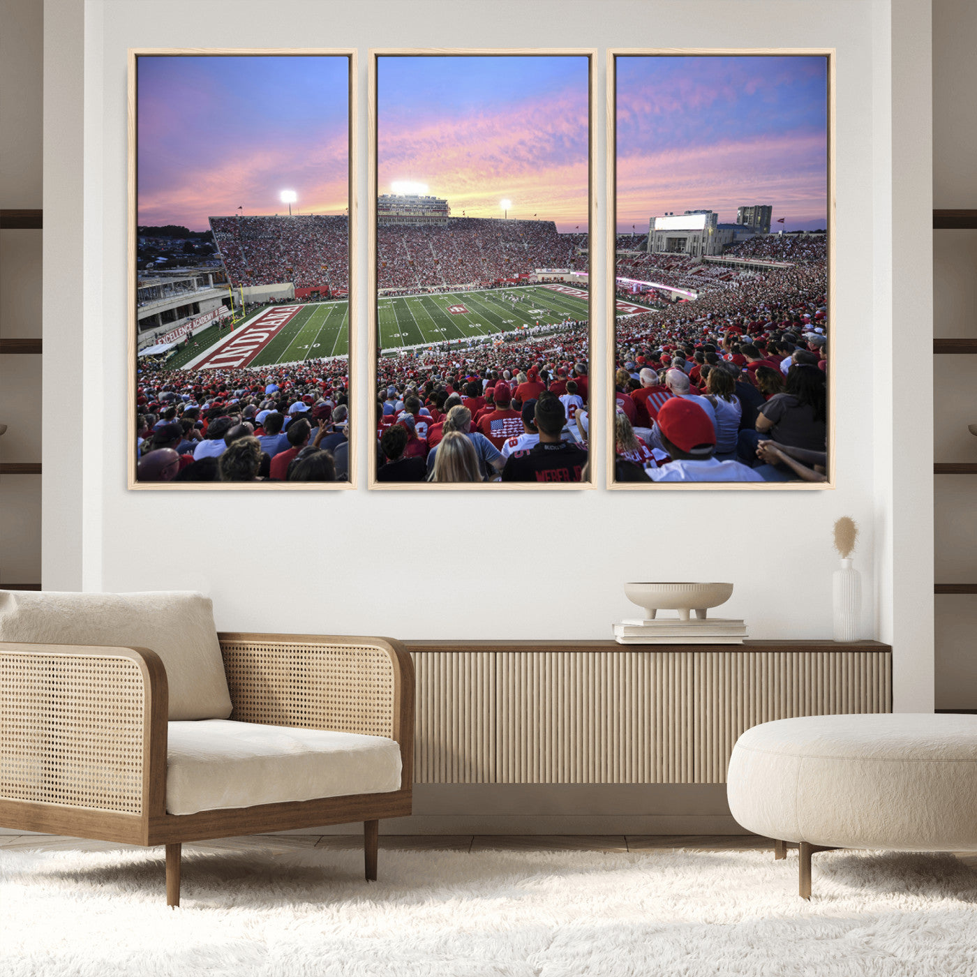 13046-MGV-FC-60X40-3P_Natural-Indiana University Hoosiers Football Team Print - Bloomington Memorial Stadium Wall Art Canvas Print