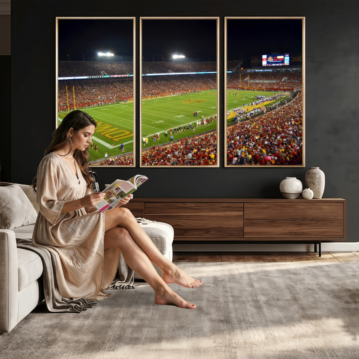 27211-MGV-CV-36X24 - Iowa State University Cyclones Football Team Print, Ames, Extra Large Game Room Wall Decor