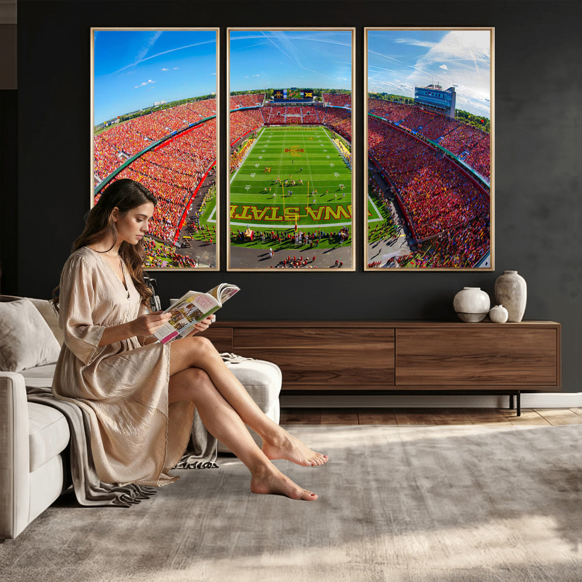 36706-PAN-FL-20X10 - Iowa State University Cyclones Football Team Print - Ames Jack Trice Stadium Art Canvas Print