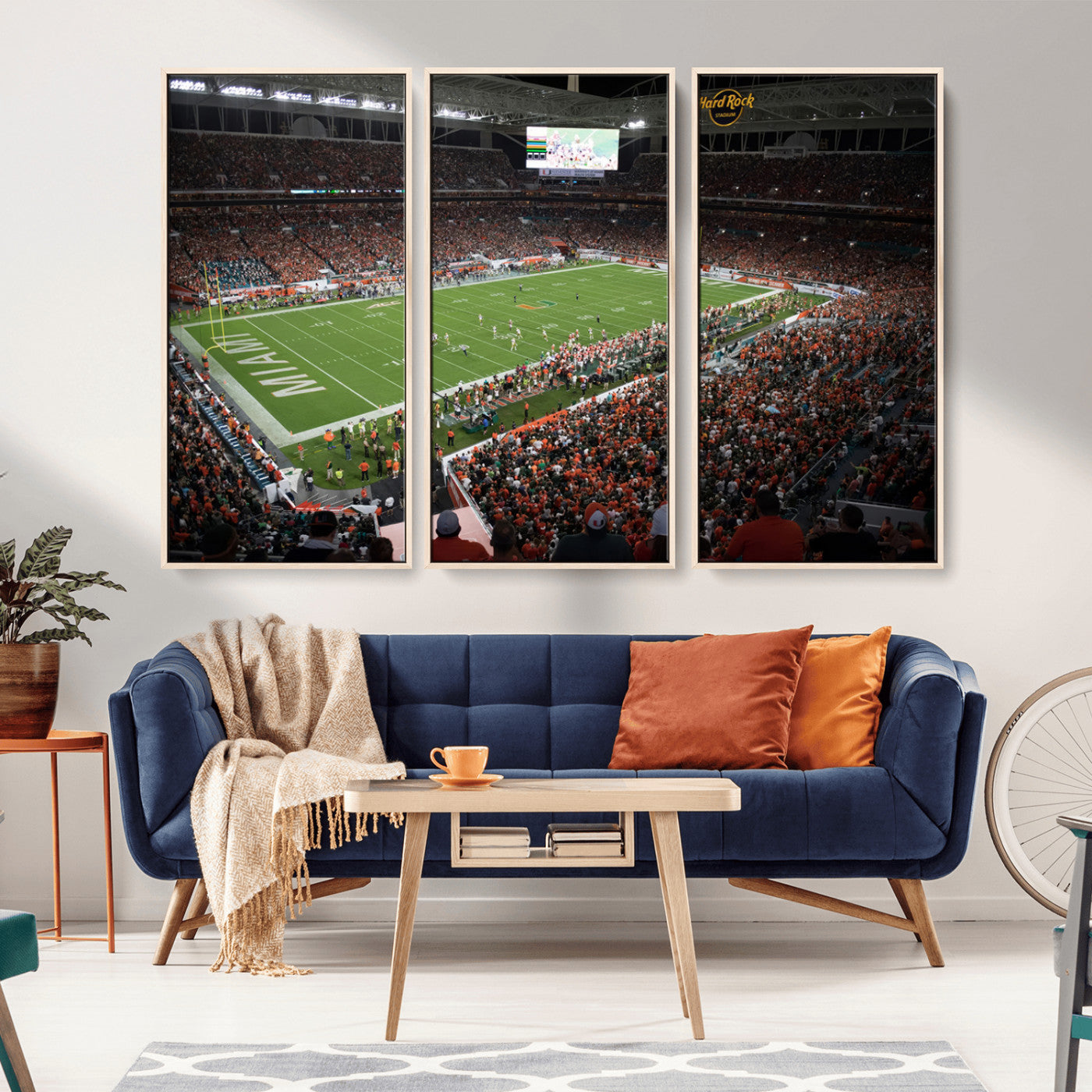 MGV-FC-48X32-3P - Miami Hurricanes Football Team Print Canvas- Miami Hard Rock Stadium Wall Art Canvas Print