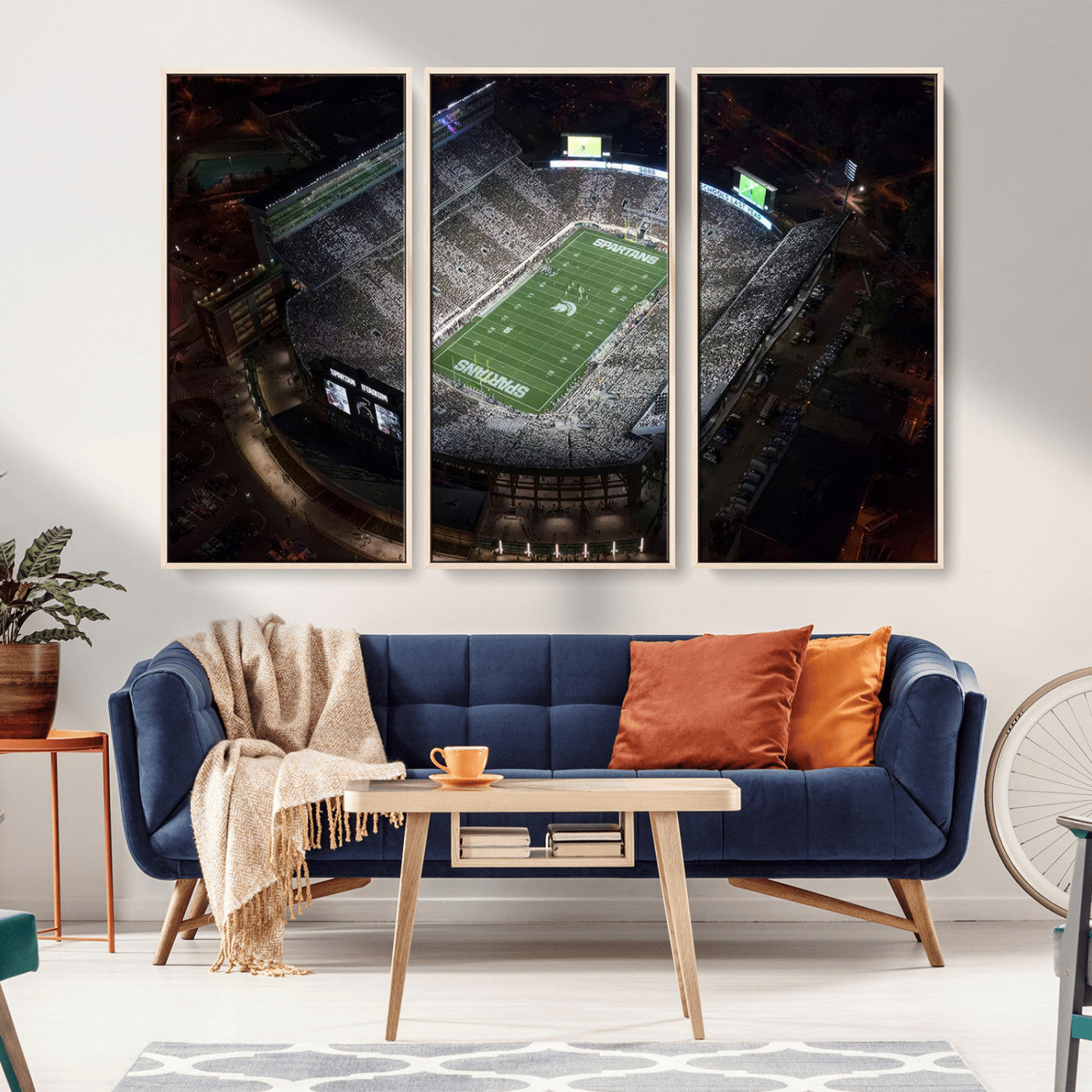 MGV-FC-48X32-3P - Michigan State Spartans Football Team Print - East Lansing Spartan Stadium Print Wall Art