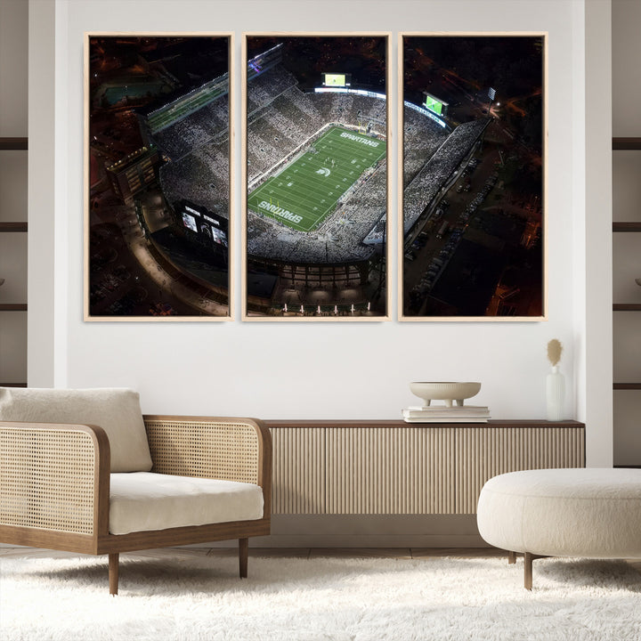 Michigan State Spartans Football Team Print - East Lansing Spartan Stadium Print Wall Art