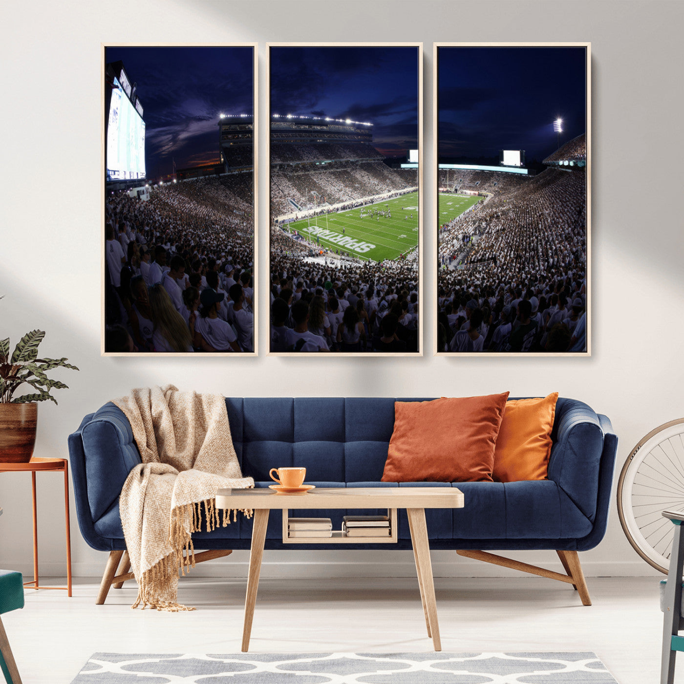 MGV-FC-48X32-3P - Michigan State Spartans Canvas, Framed Football Team Print - East Lansing Spartan Stadium Wall Art
