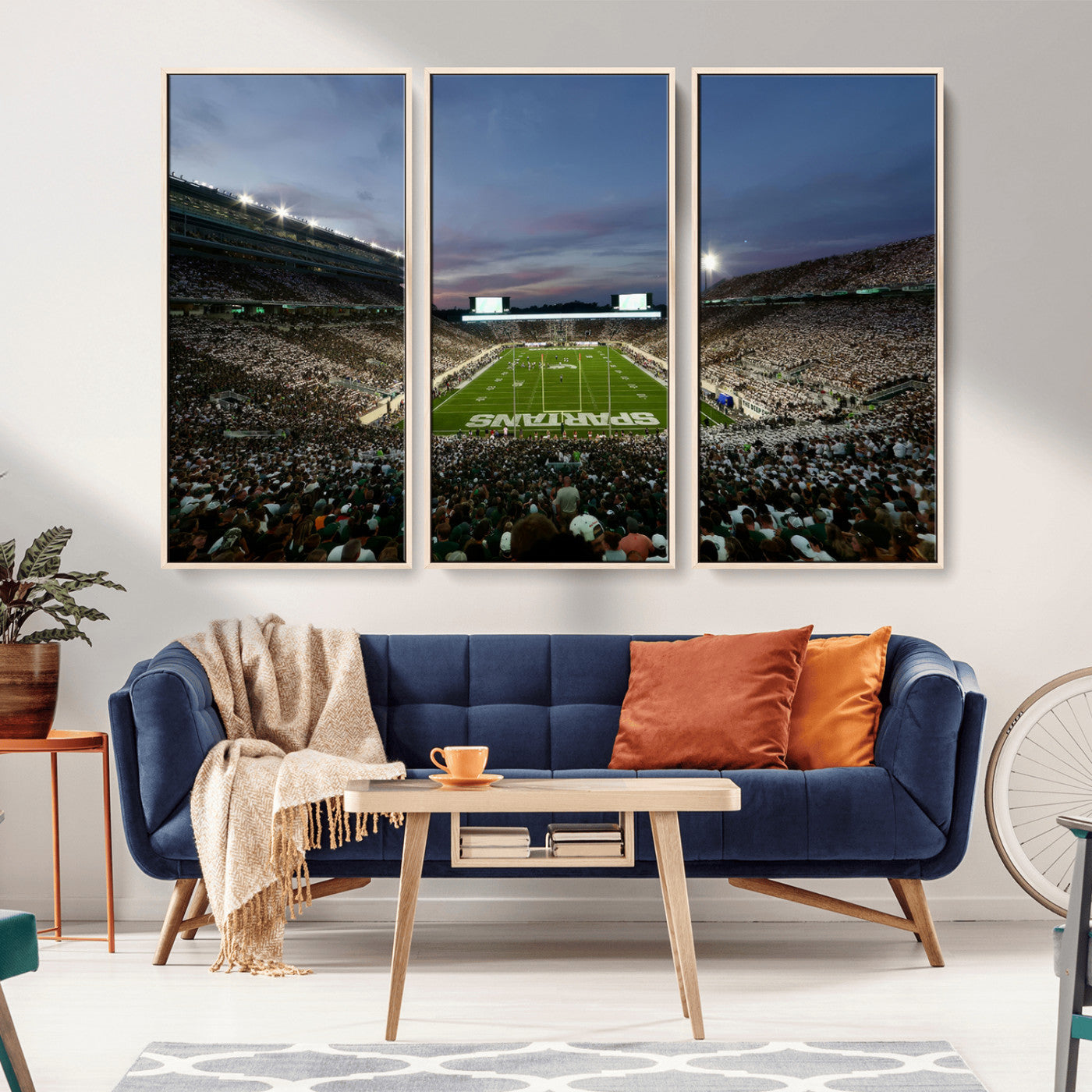 MGV-FC-48X32-3P - Michigan State Spartans Football Team Print - East Lansing Spartan Stadium Canvas Print