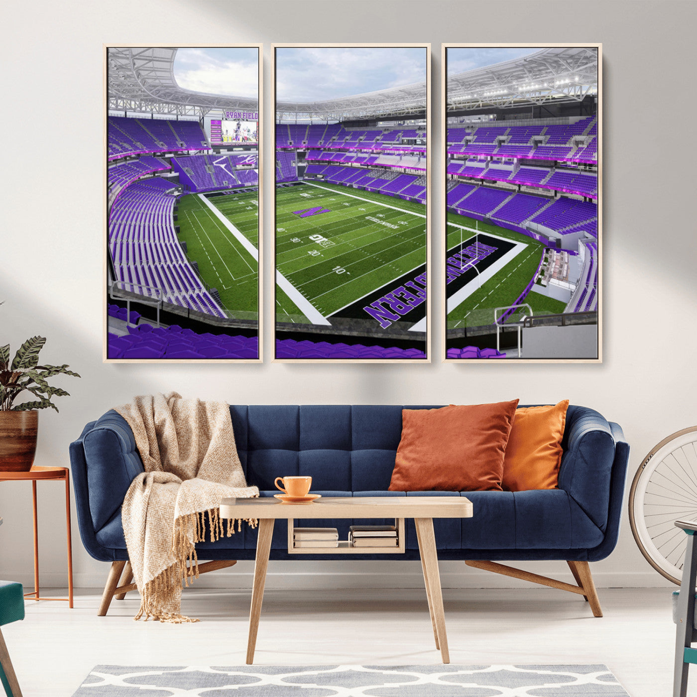 MGV-FC-48X32-3P - Northwestern University Wildcats Football Team Print - Evanston Ryan Field Wall Art Canvas Print