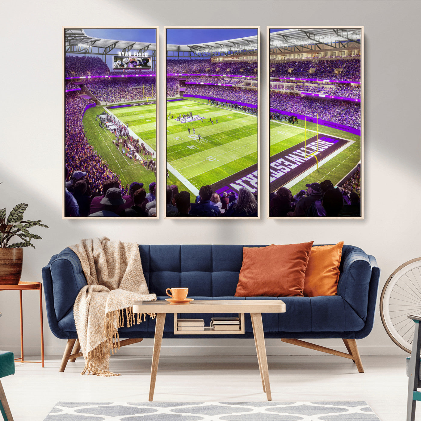 MGV-FC-48X32-3P - Northwestern University Wildcats Football Team Print - Evanston Ryan Field Wall Art Canvas Print