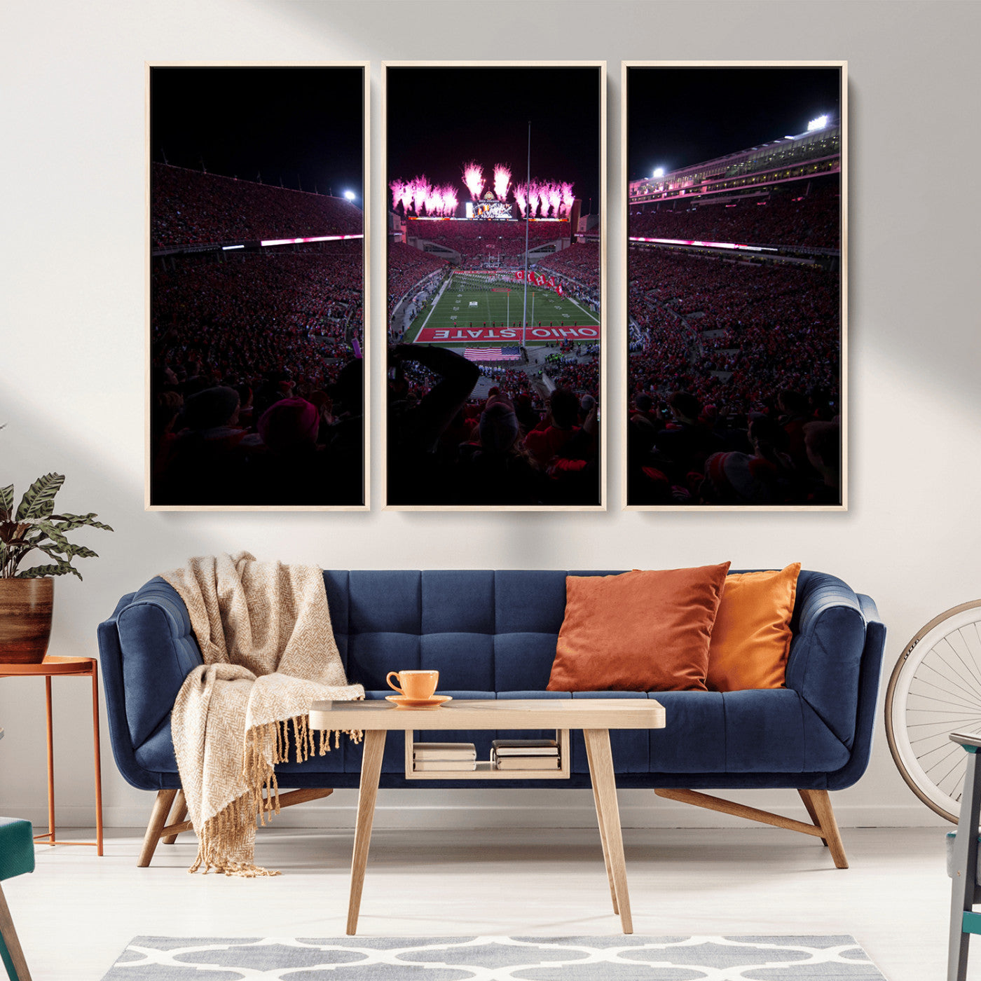 MGV-FC-48X32-3P - Ohio State University Buckeyes Football Team Print - Columbus Ohio Stadium Wall Art Canvas Print