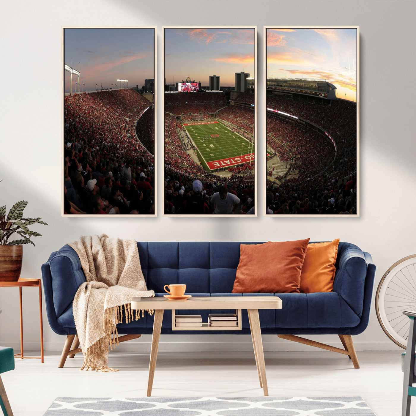 MGV-FC-48X32-3P - Ohio State University Buckeyes Football Team Print - Columbus Ohio Stadium Wall Art Canvas Print