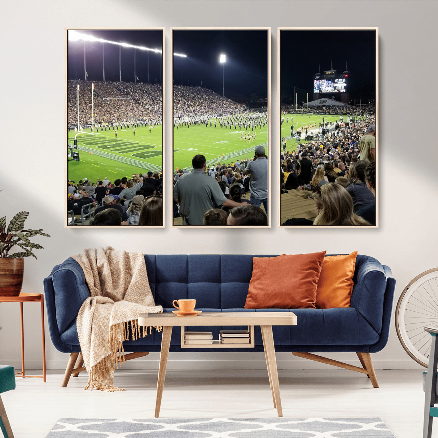 MGV-FC-48X32-3P - Purdue University Boilermakers Football Team Print - West Lafayette Ross-Ade Stadium Wall Art Canvas