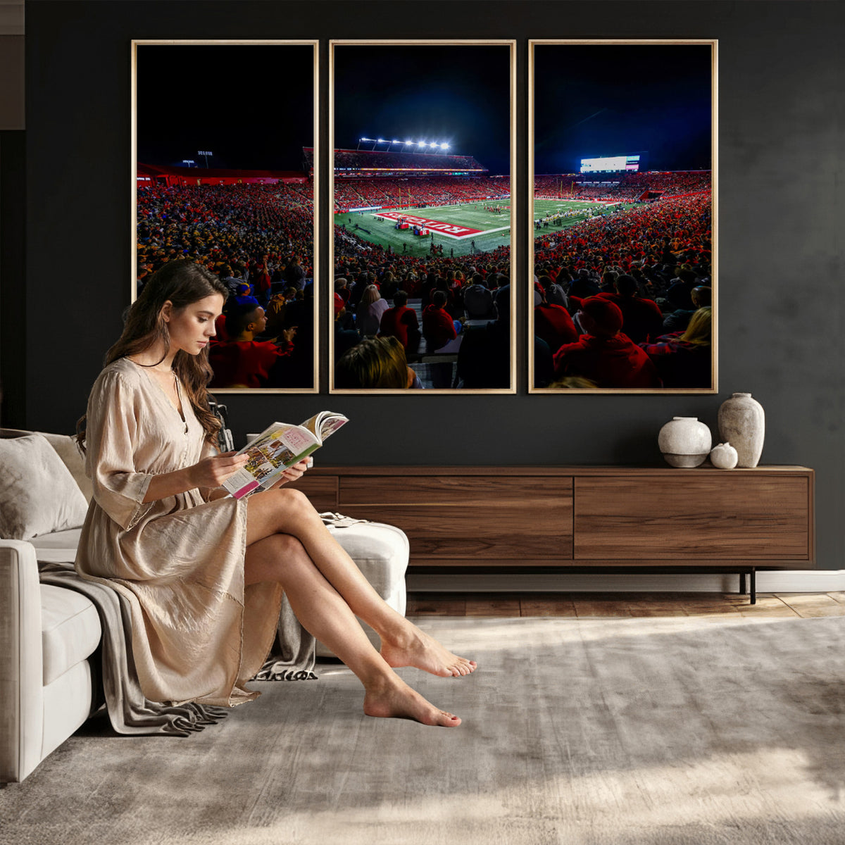 18115-PAN-FL-20X10 - Rutgers Scarlet Knights Football Team Print - SHI Stadium, Piscataway Wall Art Canvas Print