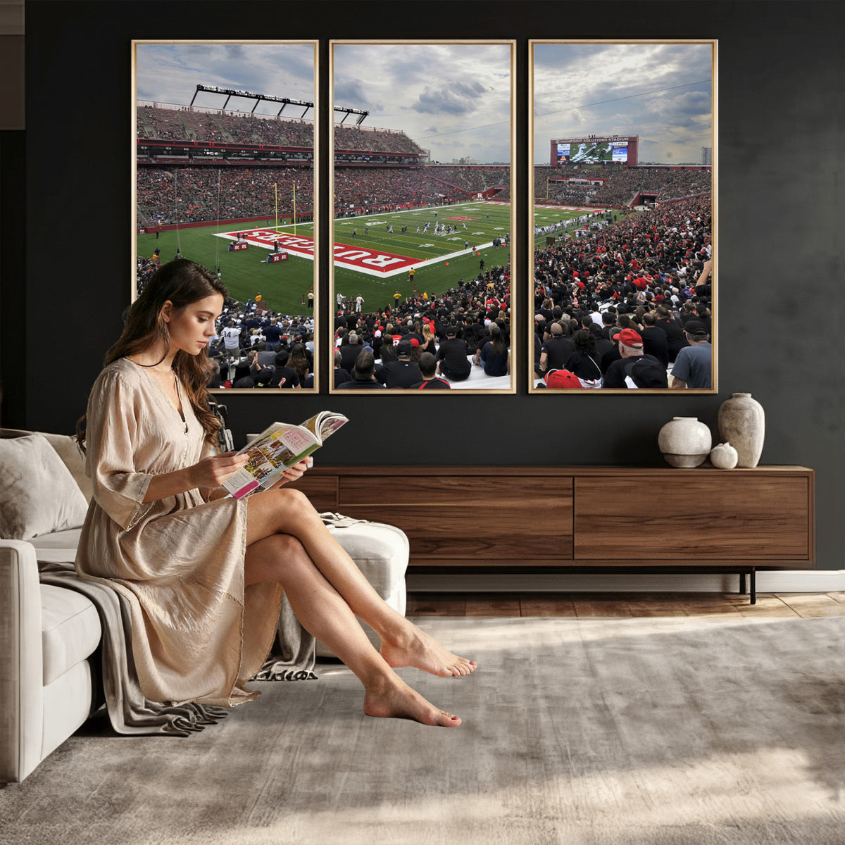 66777-MGV-CV-36X24 - Rutgers Scarlet Knights Football Team Print, SHI Stadium