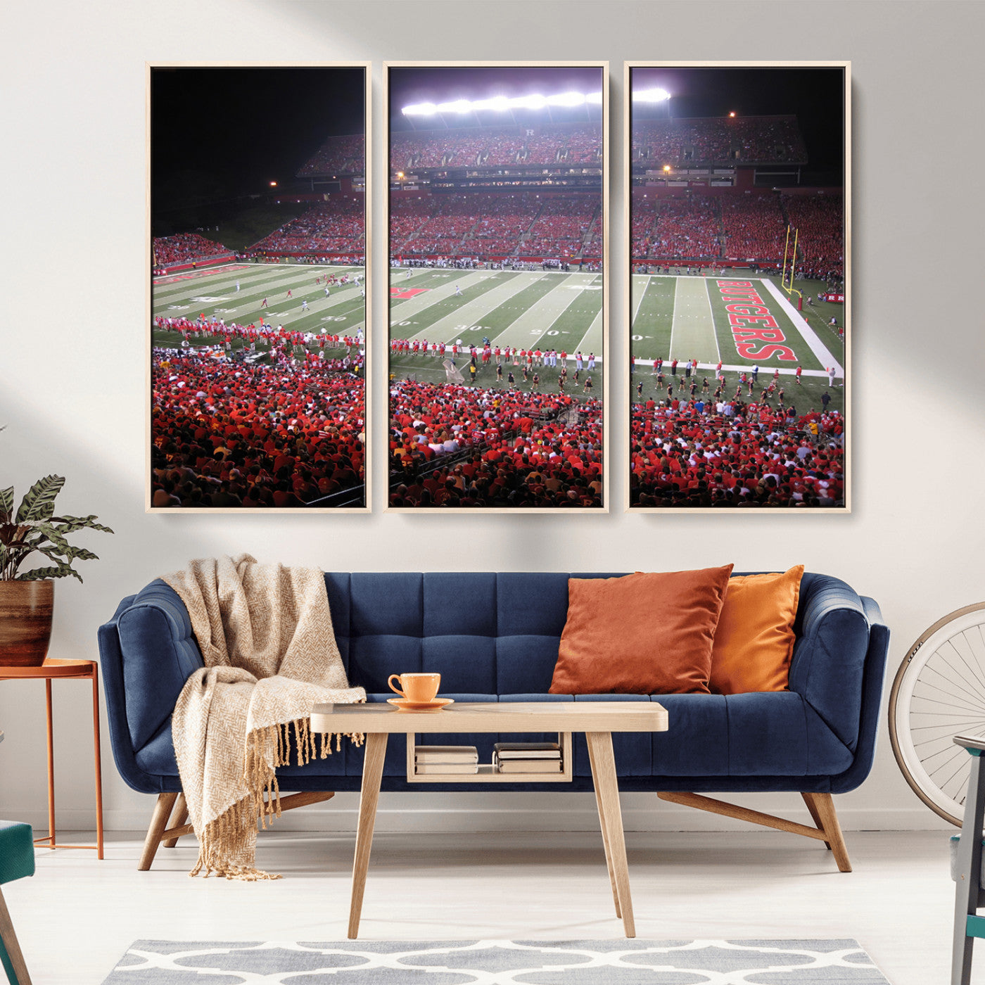 MGV-FC-48X32-3P - Rutgers University Scarlet Knights Football Team Print - Piscataway SHI Stadium Wall Art Canvas