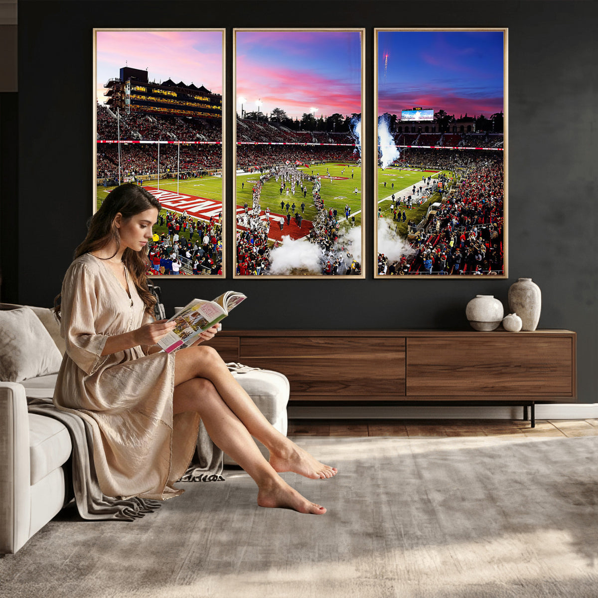25557-PAN-FL-20X10 - Stanford University Cardinal Football Team Print - Stanford Stadium Wall Art Canvas Print