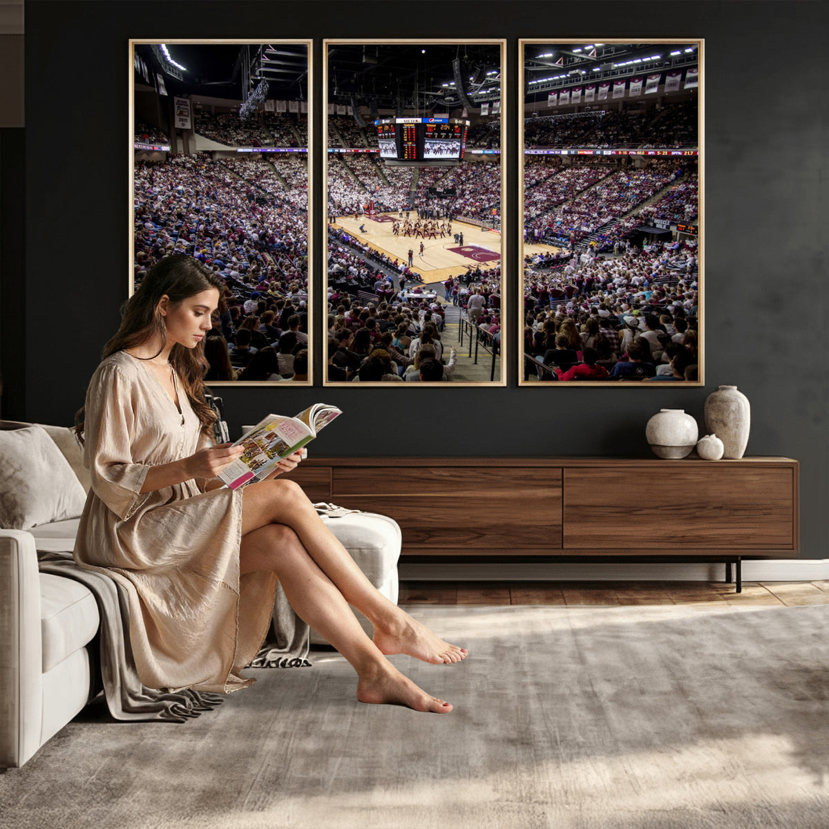 76876-MGV-CV-36X24 - University of Nebraska Cornhuskers Basketball Team Print - Lincoln Red Arena Wall Art Canvas Print