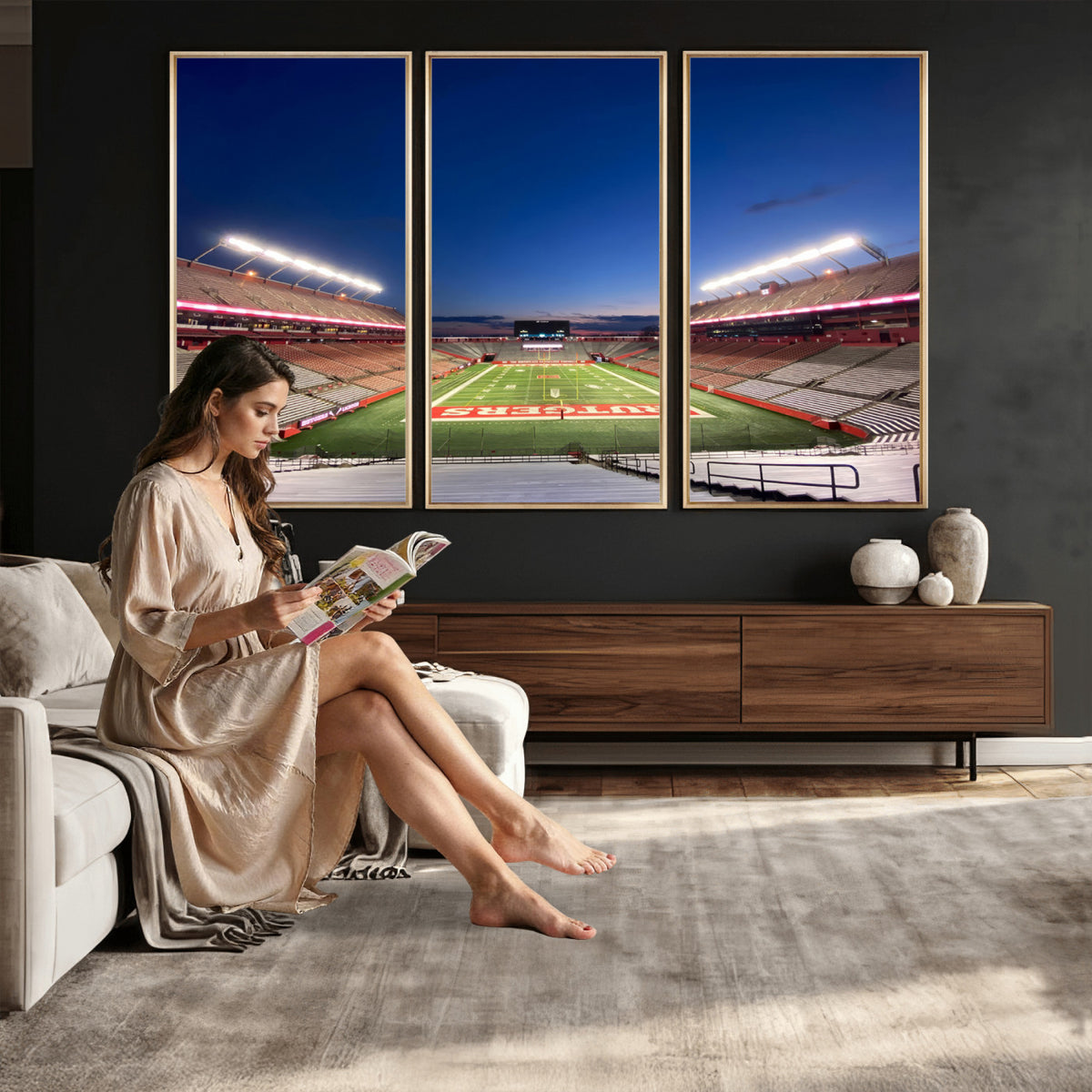 15051-MGV-CV-36X24 - Rutgers Scarlet Knights Football Team Print, Piscataway SHI Stadium