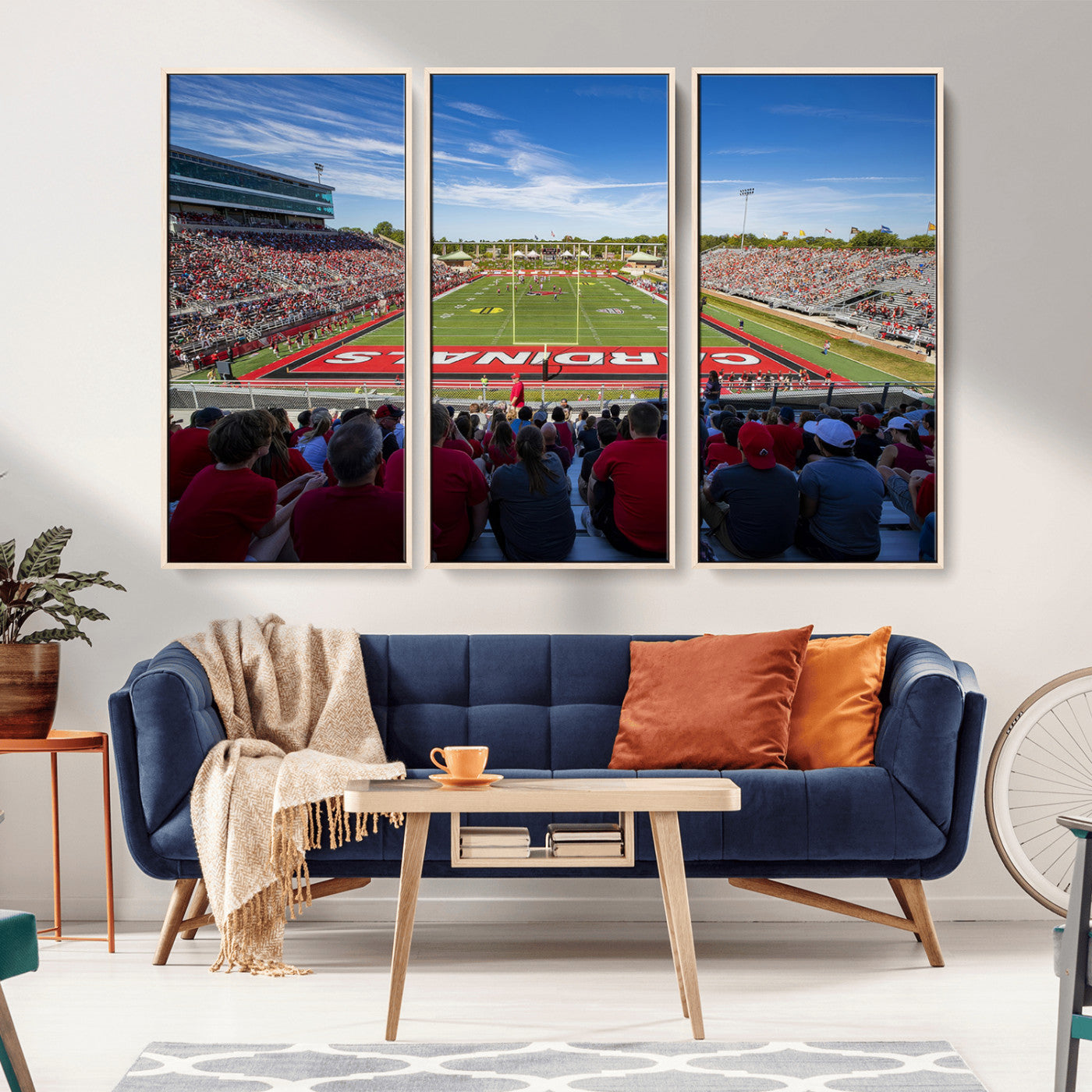 MGV-FC-48X32-3P - Ball State Cardinals Football Team Print - Muncie Scheumann Stadium Wall Art Canvas Print