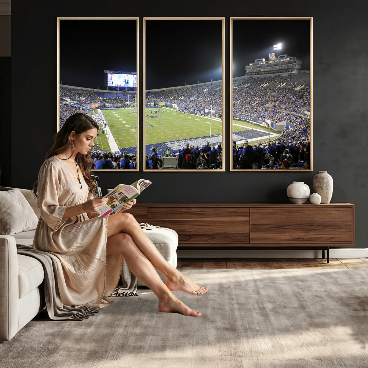 10894-PAN-FL-20X10 - University of Memphis Tigers Football Team Print - Memphis Simmons Bank Liberty Stadium Wall Art