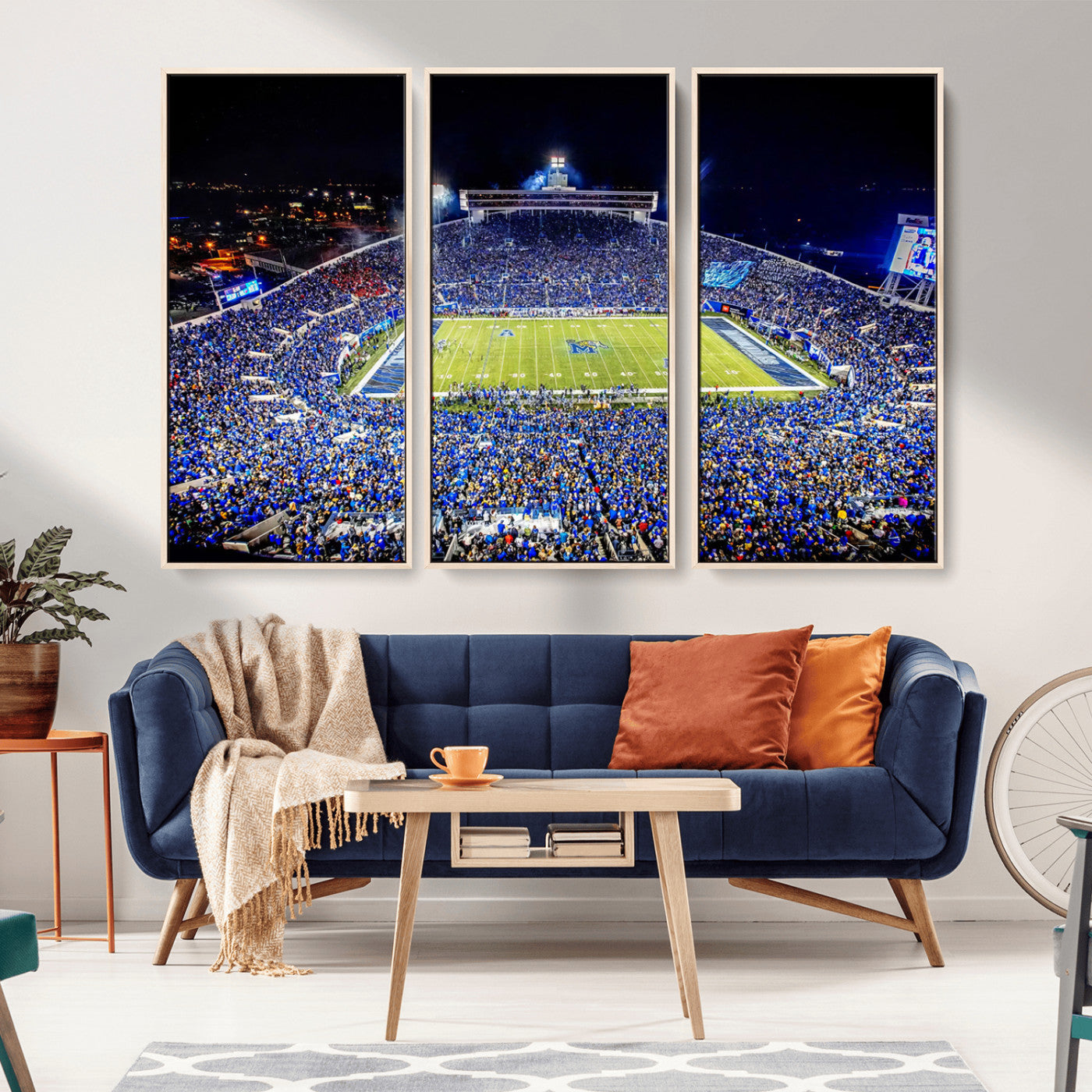 MGV-FC-48X32-3P - University of Memphis Tigers Football Team Print - Memphis Simmons Bank Liberty Stadium Wall Art