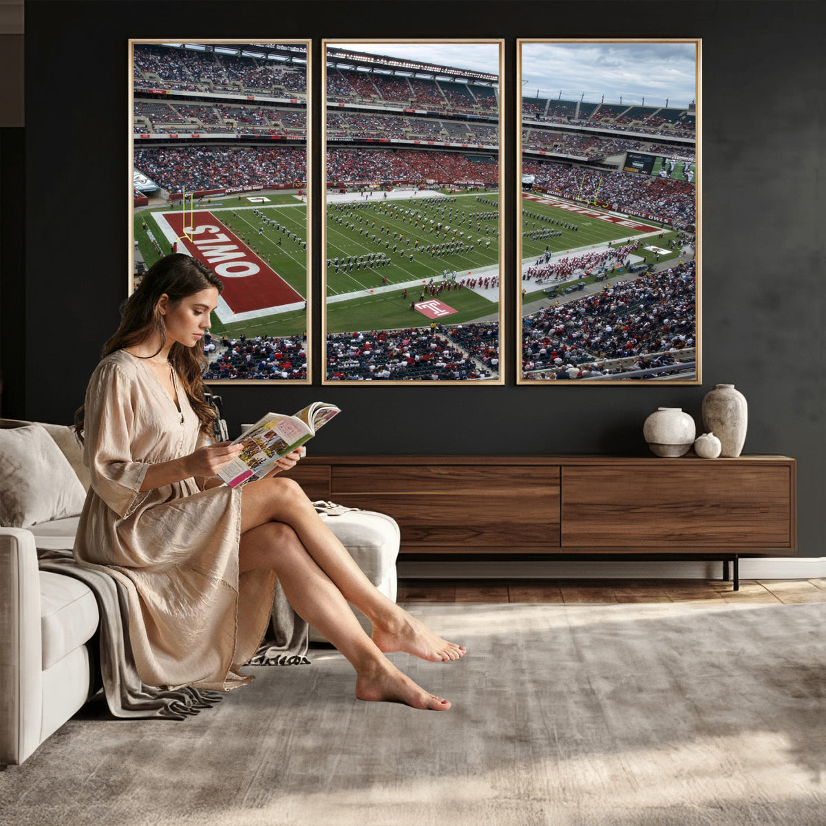 15310-PAN-FL-20X10 - The Temple University Owls Athletics Team Print - Philadelphia Lincoln Financial Field Stadium Wall