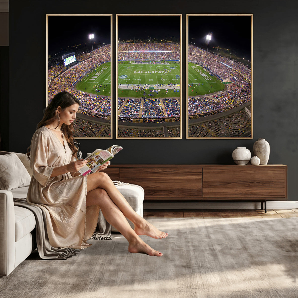52855-MGV-CV-36X24 - The University of Connecticut UCONN Huskies Football Team Print, East Hartford